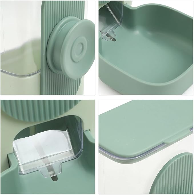Cage Hanging Automatic Food Water Dispenser, Water Food Bowl for Cage Pet, Dog Cat Feeder and Water Dispenser, Feeding Station for Cats Dogs Ferrets Rabbit Bunny (Mint Green)