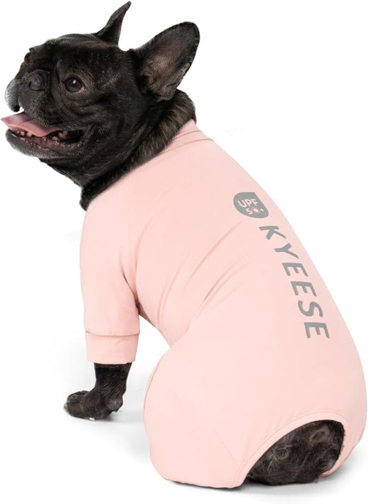 KYEESE UV Protection Dog Shirt, UPF 50+ Cooling Summer Jumpsuit for Small Dogs, Breathable Reflective Shedding Control Dog Sun Shirts, Quick-Dry Dogs Onesie Pet Clothes, Pink, L