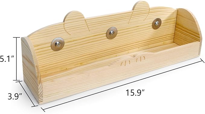 Hedume Rabbit Hay Feeder, Wooden Bunny Food Feeding Manger, Rabbit Hay Holder Less Wasted Food Dispenser for Guinea Pig, Chinchilla, Hamster