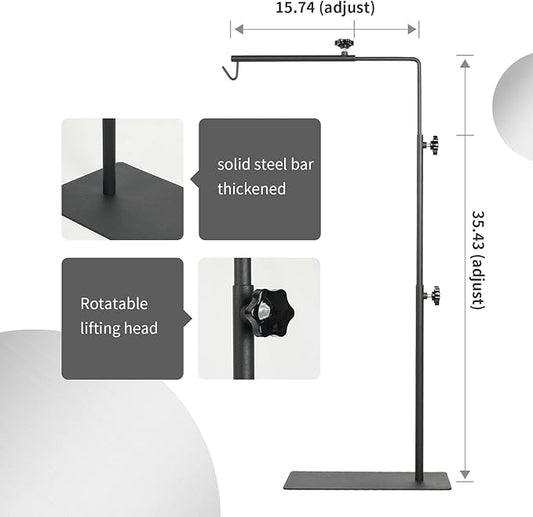 BETAZOOER Reptile Lamp Stand Adjustable 16-35 Inch Domes Heat Lamp Metal Bracket Floor Light Holder Support for Reptile Glass Terrarium Heating Light