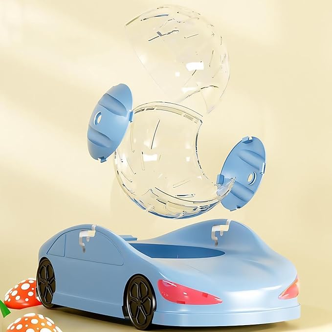 Hamster Car Novelty Wheel Running Ball Funny Exercise Toys for Small Animal Rat Chinchillas Ferrets Sugar Gliders (Blue)