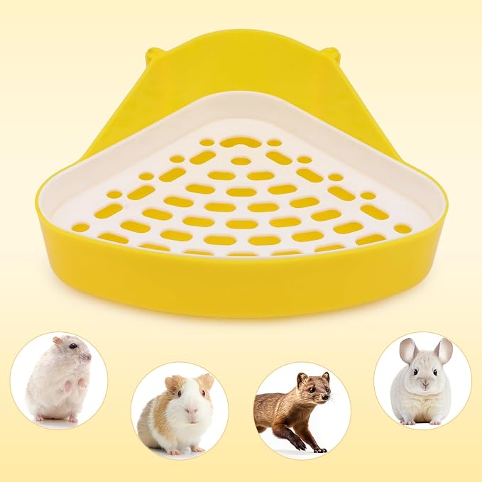 Hypeety Pet Toilet Small Animal Litter Tray Corner for Hamster Guinea Pig Ferret Gerbil Chinchilla Pet Small Rat Toilet Yellow