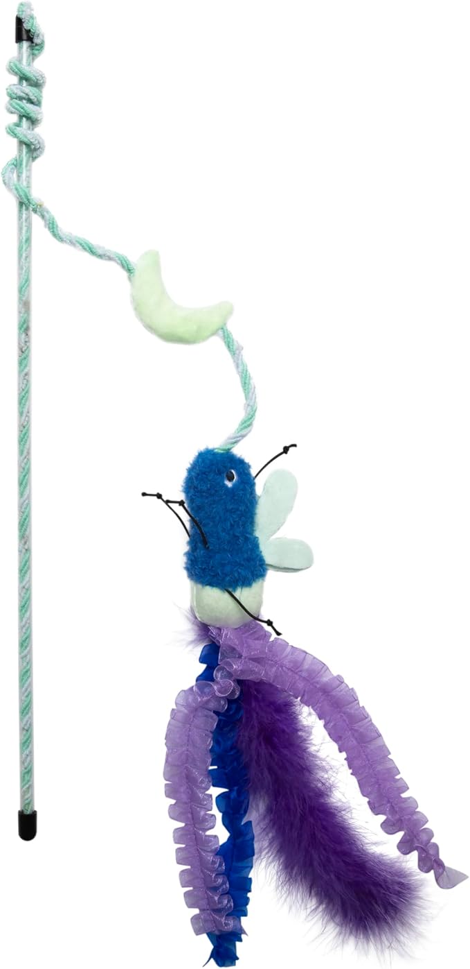 Quirky Kitty Glowing Forest Firefly Wand Catnip Cat Toy for Night Play Time | Luminous teaser to dangle and swish after dark, sparks chasing, leaping and playful exercise in felines every single day