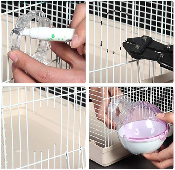Small Animal Bath House,Pet Toy Acrylic Hamster Bathroom Cage Toilet Bathtub Sand Bath Container Removable, Suitable for Chinchilla Syrian Hamster Gerbil (Pink)
