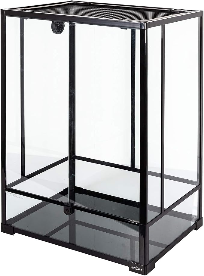 REPTI ZOO 24" x 18" x 36" Reptile Tall Glass Terrarium Rainforest Habitat Double Hinge Door with Screen Ventilation 67 Gallon Reptile Terrarium Easy Assembly