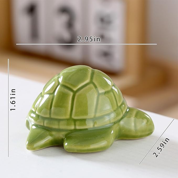 Ceramic Sea Turtle Figurine for Aquarium Decor, Penjing Rockery Scenery, Miniature Garden & Coastal Home Accent (Seaweed Green)