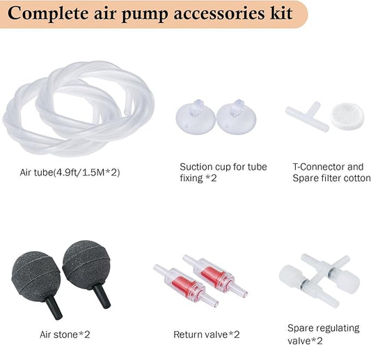 HITOP 3W 80GPH Adjustable Aquarium Air Pump, Upgrade Quiet Oxygen Pump, Powerful Air Aerator for Fish Tank up to 120 Gallon