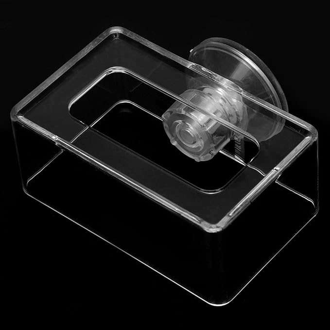 Aquarium Fish Feeding with Suction Cup, Floating Food Feeder for Betta Goldfish Small Tanks, Acrylic Fish Feeder for Reducing Waste and Keeping Water Clean, 2 Sizes for Feeding Tub