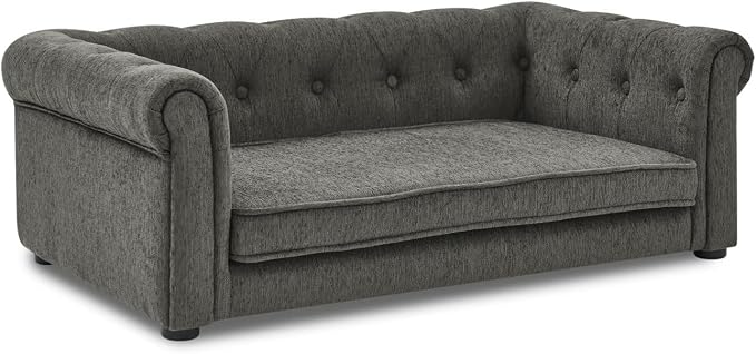 39" Dog Sofa Couch for Medium Dogs, Memory Foam Pet Couch with Washable Fabric Removable Cushion, Sofa Bed for Medium Dogs, Grey