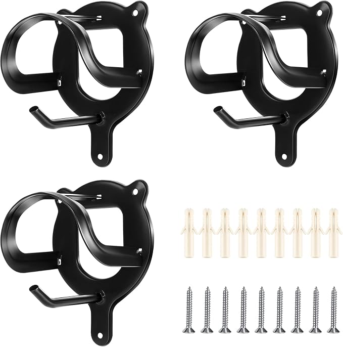 Dunzy 3 Counts Horse Bridle Rack Bracket Bridle Hooks Tack Storage Halter Hanger Metal Holder with Tubes and Screw for Horse Barn Supplies(Black)