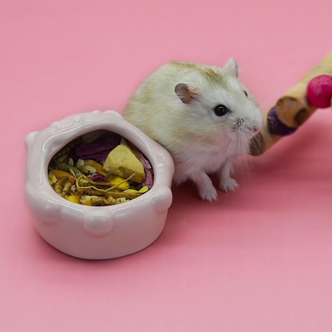Small Ceramic Pet Hamster Bowl, Easy to Clean Anti Flipping Small Animal Bowls, Hamster Food and Water Bowl for Golden Bears, Rabbits, Hedgehogs, Dutch Pigs, Parrots (Green)