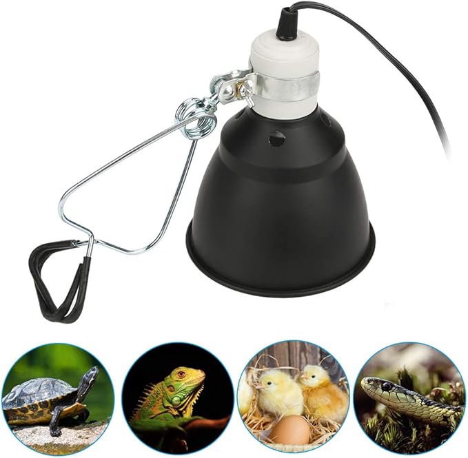 KUIDAMOS 300W Reptile Heating Lamp Socket Ceramica UVA/UVB Bulb Lamp Light Holder with Anti-Hot Cage Light Holder for Reptiles Reptile Heat lamp Dome with Habitat Lighting