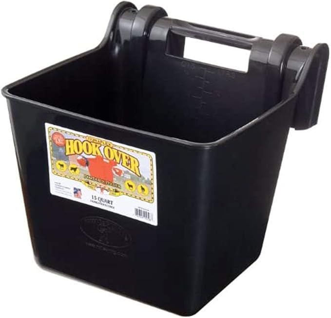 Little Giant HF15BLACK Heavy Duty 15 Quart Mountable Plastic Hook Feeder, Black (4 Pack)