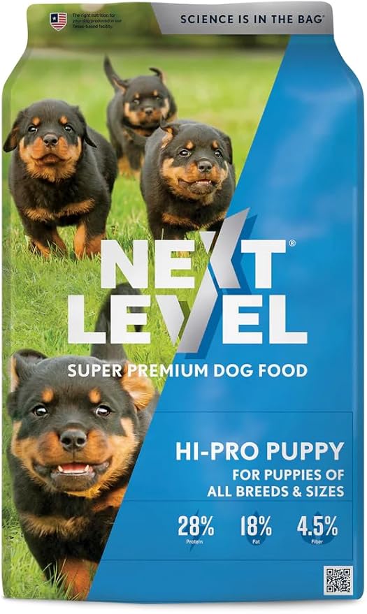 Next Level Super Premium Dog Food – HI-PRO Puppy – Dry Kibble for Dogs for Small Breeds at All Life Stages – 28% Protein, Beef, Pork, Fish, Chicken with Gluten Free Grains (15 Pound (Pack of 1))
