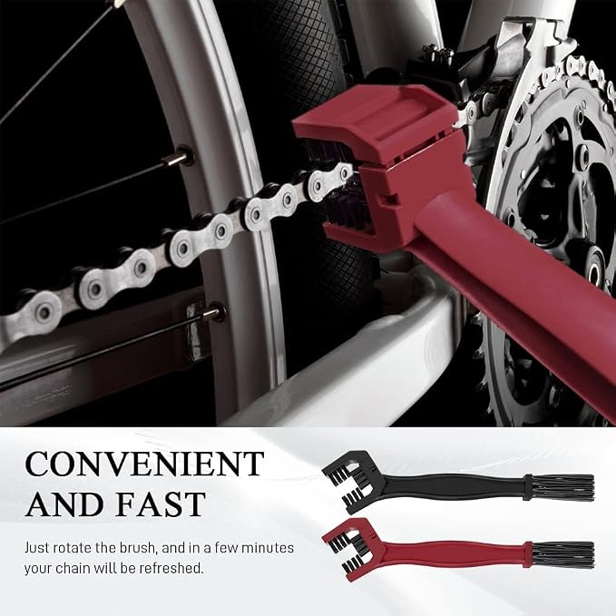 2 PCS Bike or Motorcycle Chain Washer, Motorcycle Chain Cleaning Kit, Motorbike Gear Dirt Stain Cleaning Brush, Bicycle Washer Cleaner Brush Tool for Bicycle Mountain Bike (Red+Black, 2PCS)