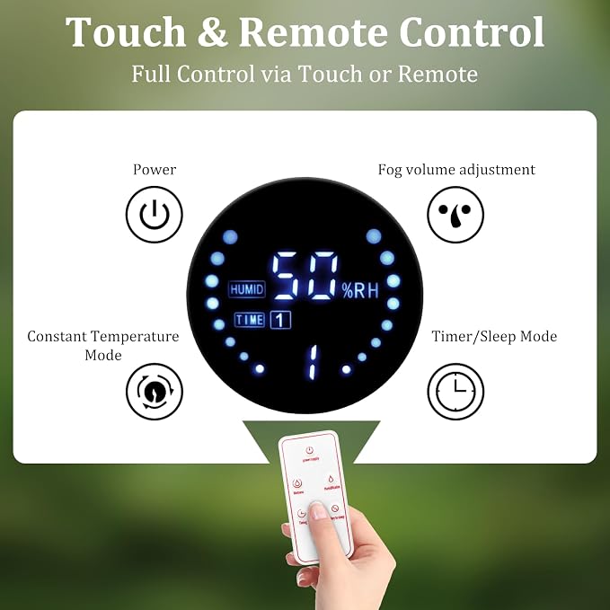Reptile Humidifier Fogger - 4L Reptile Fogger with Humidity Control Sensor, Timer & 3 Adjustable Mist Levels, Touch & Remote Control, Reptile Mister for Reptiles Amphibians Snake Herps