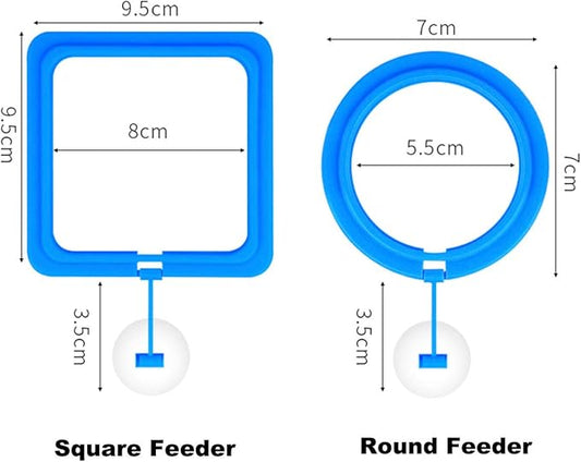 2PCS Fish Feeding Ring Round and Square Floating Food Feeder Circle with Suction Cup for Aquarium Fish Tank