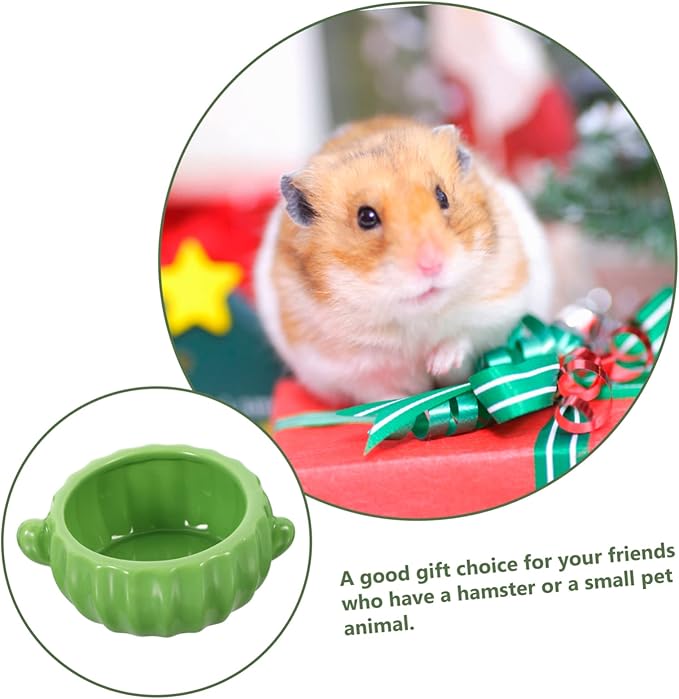 Toddmomy Ceramic Cactus Shaped Hamster Bowl Food and Water Dish for Pets Like Hamsters Guinea Pigs and Rats Smooth Surface for Pet Safety for Daily Feeding Needs