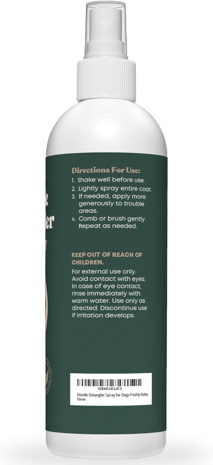 Doodle Detangler Spray - Natural Dog Detangling Spray and Leave in Conditioner for Dogs - Great for Goldendoodle, Poodle, Labradoodle, Bernedoodle - 16 Fl Oz Freshly Bailey