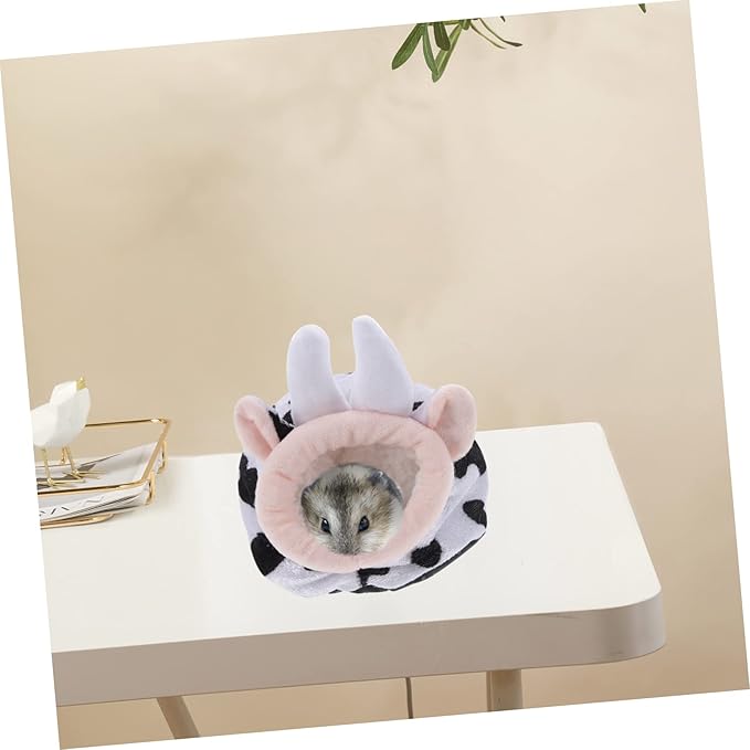 UKCOCO Plush Bunny Plush Cow Stuffed Hedgehog Guinea Pig Habitat Cow Hamster Hideout Rabbit Bed House Small Pet House Guinea Pig House Rat House Decor Warm Bed Cotton Nest Sleeping Nest