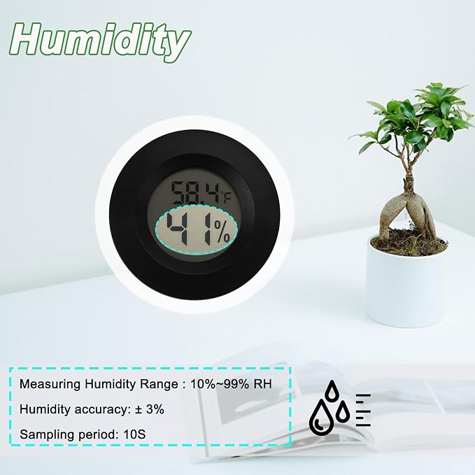 Mini Hygrometer Digital Thermometer Humidity Meter 15 Pack Hygrometer Thermometers Indoor/Outdoor Humidity Monitor Reptile Thermometer for Humidors Greenhouse Garden Cellar Fahrenheit(℉)/ Celsius(℃)