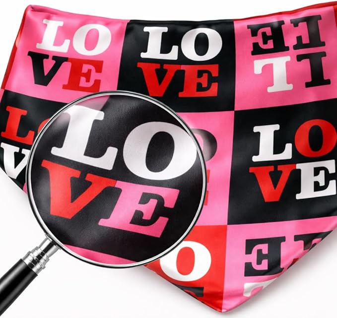 Luxury Satin Dog Bandana – Slip-On Collar Style, Premium Pet Scarf for Medium, Large & XL Dogs – Special Occasion Accessory (Collar Not Included) (Medium - Extra Large, Love)