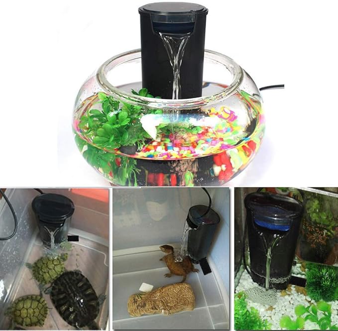 Aquarium Internal Filter for 3 to 20 Gallons Small Fish Tank Turtle Tank Reptiles Shrimp Amphibian Frog Cichlids Newt(Aquarium Filter)