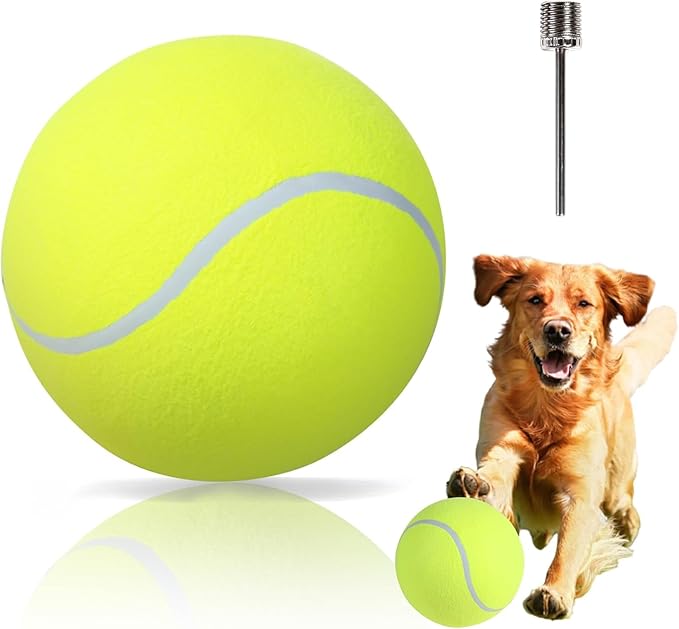 TYLIN Giant 9.5" Dog Tennis Ball - Funny Outdoor Sports Ball Yellow Big Tennis Balls for Birthday Gift ，Pet Toys for Small/Medium/Large Dogs