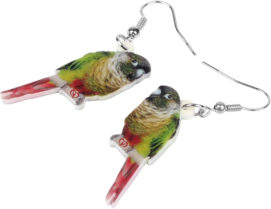 NEWEI Acrylic Cockatiel Gifts Cute Parrot Earrings Dangle for Women Bird Lovers Jewelry Ornament Charms