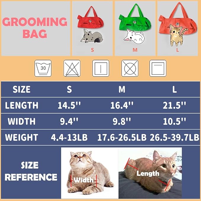 Cat’s Restraint Bag for Claw Care Nail Trimming Anti-Scratching Grooming Bag for Cats Medical Examination（Yellow-l