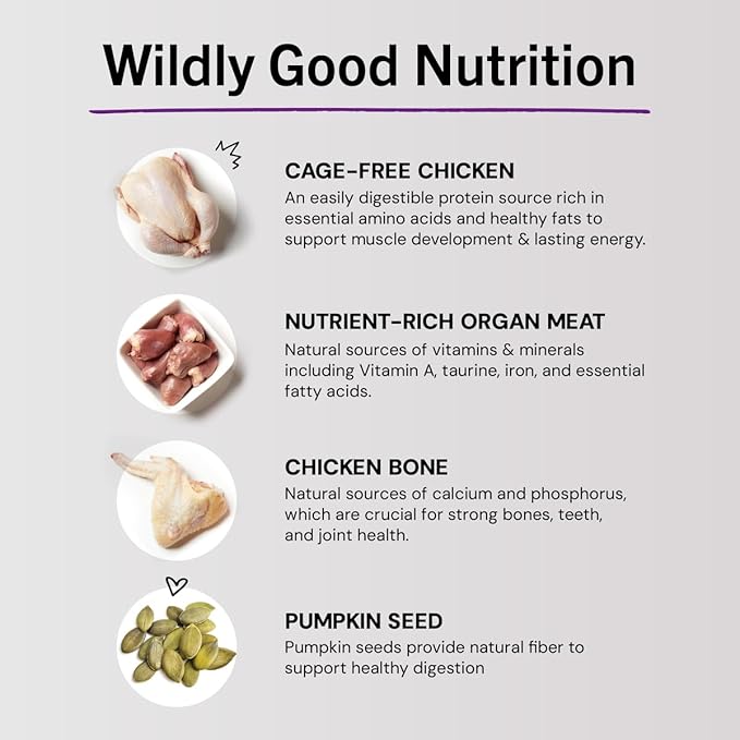 Stella & Chewy's Freeze-Dried Raw Cat Dinner Morsels - Premium Chicken Recipe with 98% Cage-Free Meat & Organs - Natural Grain-Free Cat & Kitten Food - Made in USA - 8 oz