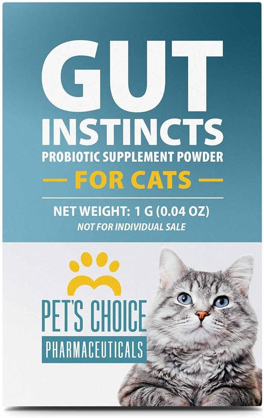 Pet's Choice Gut Instincts Probiotic Supplement Powder Packets for Cats, 30 ct, Veterinary Formulated Cat Probiotics with Vitamins for Gut Health, Digestive Balance, Diarrhea Support, Chicken Flavor