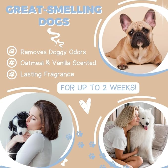 Oatmeal Grooming Natural Dog Shampoo and Conditioner with Aloe Vera, pH balanced Shampoo for Dogs, Tear-Free, Moisturizing Dog Shampoo for Sensitive Skin - 26.4 Oz