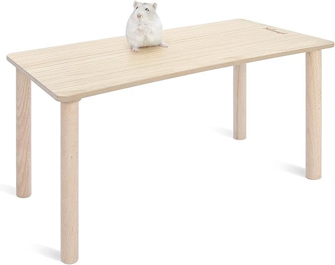 Niteangel Hamster Play Wooden Platform for Dwarf Syrian Hamsters Gerbils Mice Degus or Other Small Pets (Rectange - 7'' Height, Burlywood)