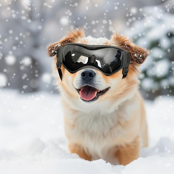 Dog Goggles Small Breed, Dog Sunglasses UV Protection Puppy Eyewear for Small Pet Outdoor Riding Driving, Black S