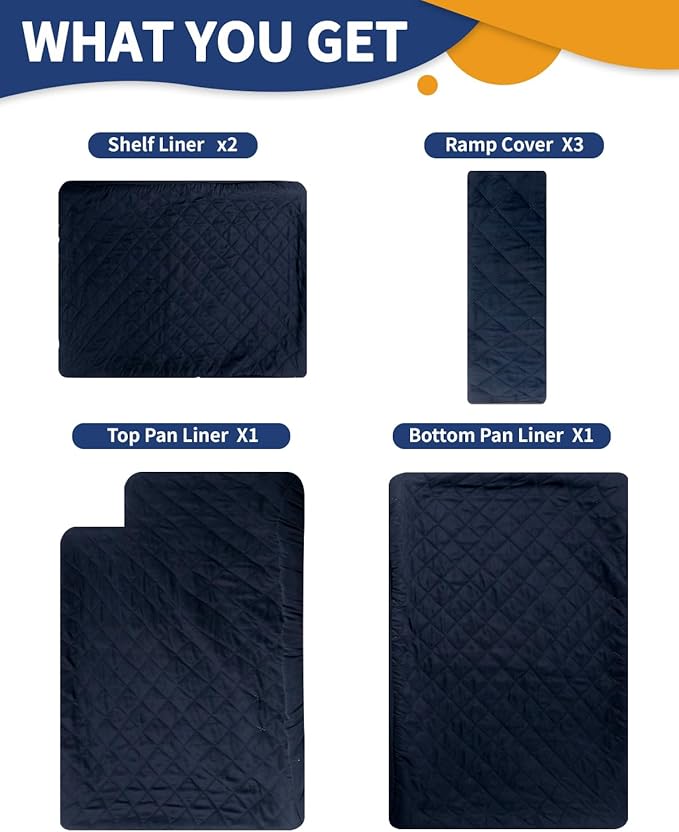 C-LIGHT Ferret Cage Liner, for Ferret Nation & Critter Nation Cage, 4-Layer Absorbent Pad with Ultrasonic Welding, Chinchilla Cage Accessories kit, Anti-Leak, Odor Control (Blue, Double Unit Combo)