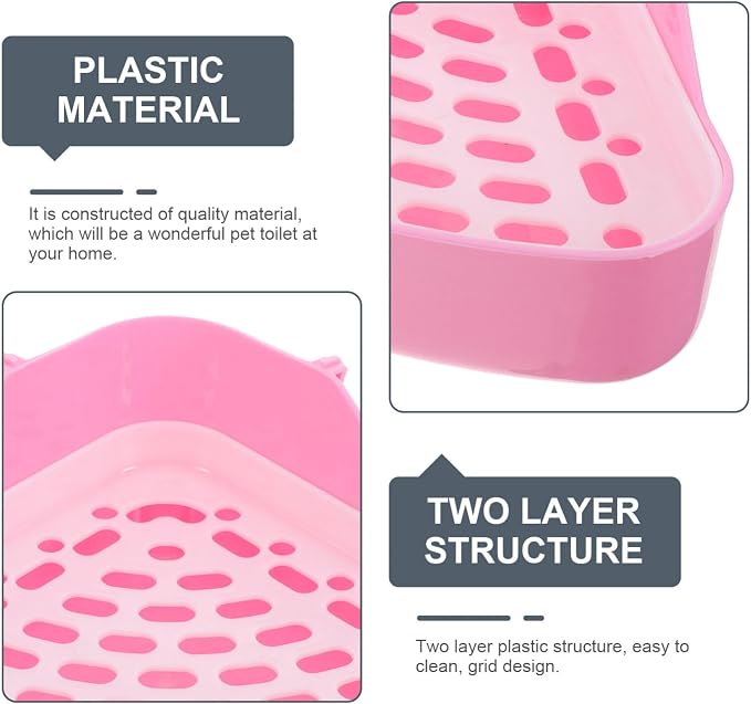 Triangle Pet Toilet for Small Animals - Rabbit Litter Box Corner Potty Trainer for Guinea Pigs Hamsters Chinchillas Ferrets Leak-Resistant .8X7.5X3.9 Inch