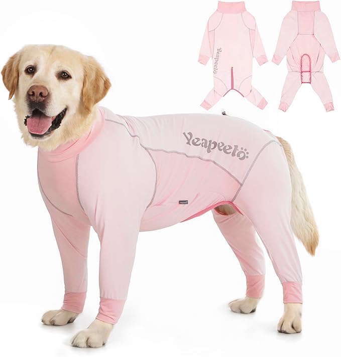 Dog Sun Protection Cooling Suit UPF 50+, Quick-Dry Breathable Jumpsuit for Large & Medium Dogs, Outdoor Dirt-Resistant Shedding Control Pet Apparel (Blush Pink, 3X-Large)