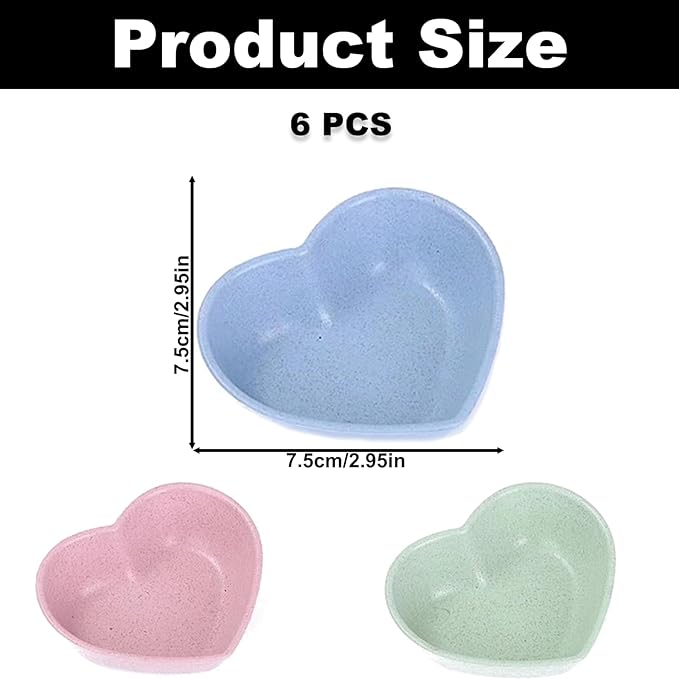 6PCS Hamster Food Dishes, Plastic Heart Shaped Food Bowl for Pet, Cute Water Dish for Rabbit Hedgehog Gerbil Rat Rodent Small Animals