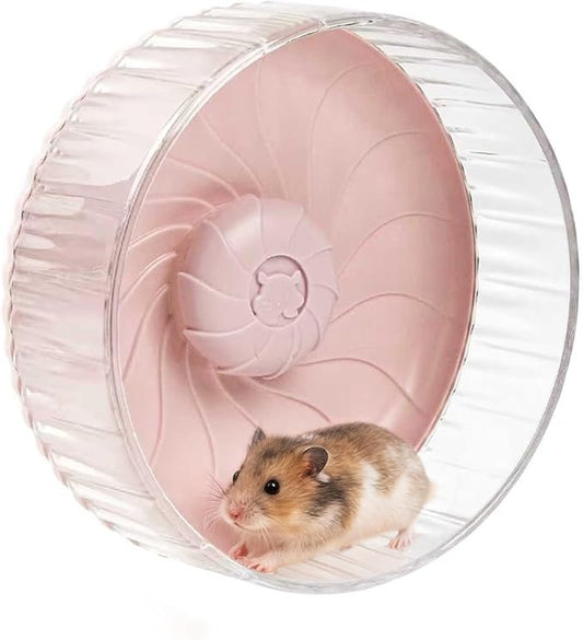 Silent Hamster Wheel, 10in Hamster Wheel No Stand, Double-Bearing Quiet Spinner for Syrian Hamsters, Hedgehogs, Mice & Small Pets, Pink