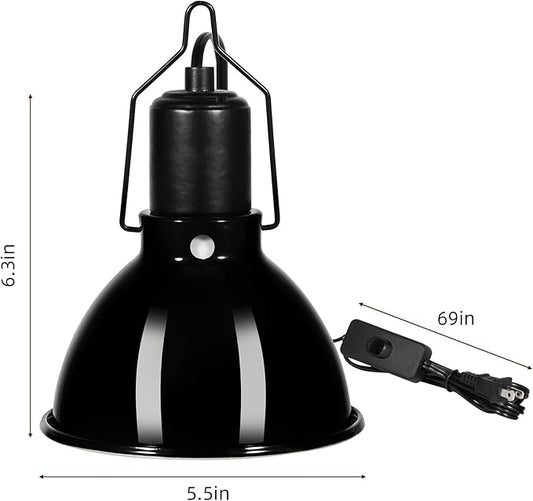 DXOPHIEX 5.5 inch Dome Reptile Light Fixture Reptile Heat Lamp UVB Light Fixture for Bearded Dragon, Lizard, Hermit Crab, Turtle Tank and Terrarium（Max 100W）