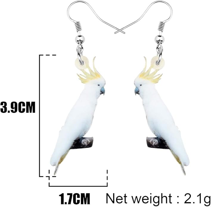 NEWEI Acrylic Cockatiel Gifts Cute Parrot Earrings Dangle for Women Bird Lovers Jewelry Ornament Charms