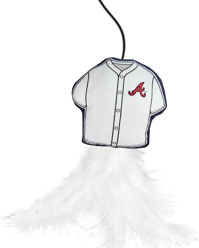 MLB Atlanta Braves Team Jersey Wand with CAT NIP, Cat Toy Jersey Shaped Plush Teaser Toy for Cats & Kittens - Interactive Pet Toy for Play & Exercise