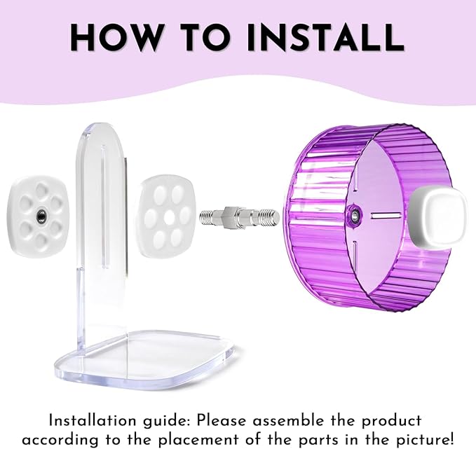 Silent Hamster Wheel 8.3inch Adjustable Height Turtle Wheel Turtle Tank Accessories Dwarf Hamster Quiet Wheel, Hedgehog Wheel, Gerbil Wheel, Small Pet Exercise Wheels (Purple)