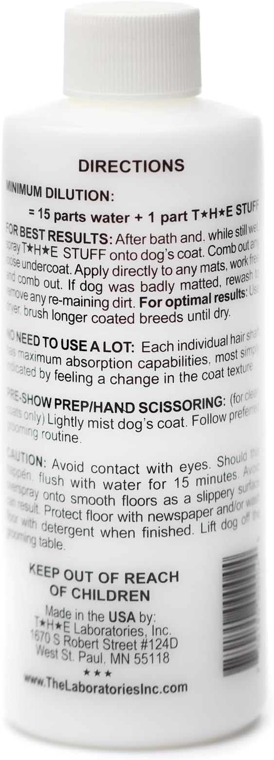 The Stuff Leave in Dog Conditioner and Detangler Spray | 4oz Concentrate 15:1 | Perfect Solution for Managing Matted Dog Hair Dog Detangling and Dematting Product