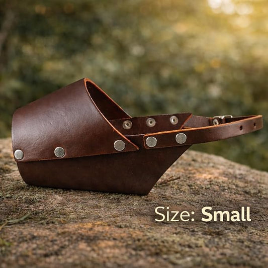 JorVet Leather Muzzle for Dog | Comfortable & Durable to Prevent Biting | Vet-Approved for Safety | Adjustable & Secure Fit | Small | Brown