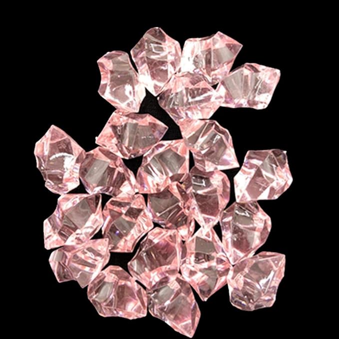Ivie Colorful Crystal Stone Acrylic Glass Transparent Stone for Fish Tank,Aquarium,Terrariums,Vase,Plants,Garden Decoration (200grams) (pink)