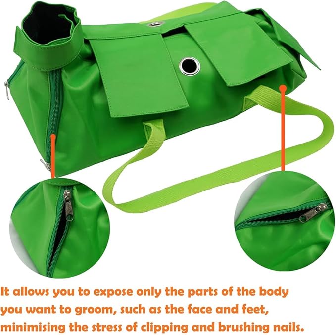 Cat’s Restraint Bag for Claw Care Nail Trimming Anti-Scratching Grooming Bag for Cats Medical Examination(Green-l)