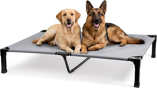 Niubya Elevated Outdoor Dog Bed, Cooling Elevated Pet Cot, Steel-Framed and Non-Slip Feet, Raised Dog Bed with Waterproof, Washable, Breathable Teslin Mesh, 60in