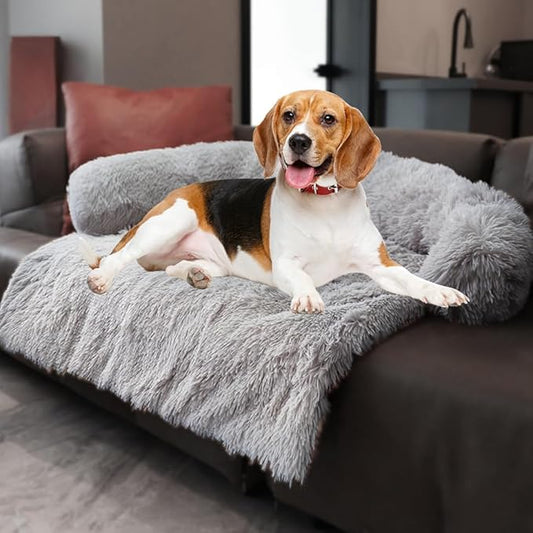 Tinaco Calming Dogs/Cats Bed Mats, Dog Pad Washable Removable Couch Cover, Plush Long Fur Mat for Pets, Waterproof Lining, Perfect for Small, Medium and Large Dogs and Cats (Light Gray, 41"x37")